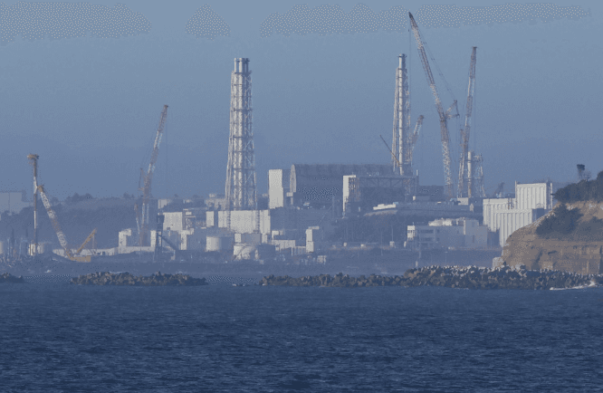 Damaged Fukushima Daiichi Nuclear Power Station in Namie, Fukushima Prefecture, taken on the morning of August 24, 2023 (Kyodo News)